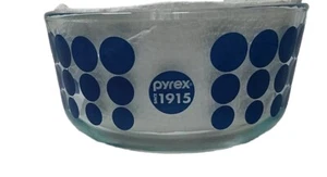 Pyrex 1915 1 cuarto #7201 lunares azules en cuenco de vidrio transparente - Imagen 1 de 4