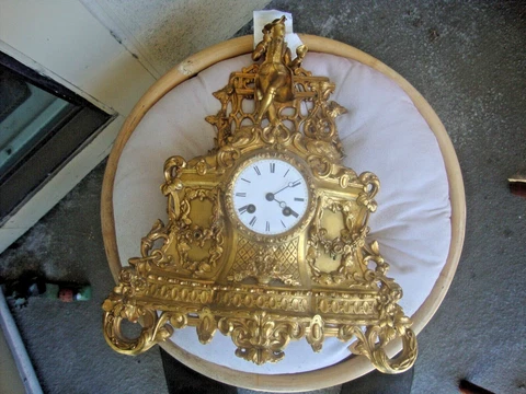 ANTIQUE 1880 French Romantic Bronze  Clock Poem Cover