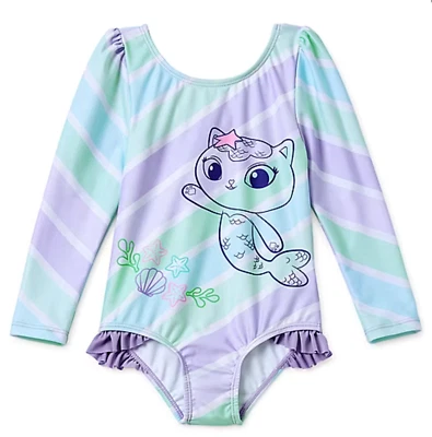 Gabby's Dollhouse Swimsuit Rash Guard Swim Girls Toddler 2T  Mercat Long Sleeves - Image 1 of 2