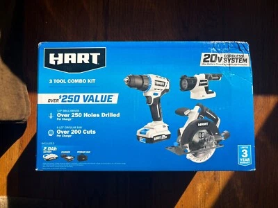 HART 20V 3-Tool Combo Kit, Drill, 6-1/2" Circular Saw, and LED Light 1 Each - Image 1 of 4