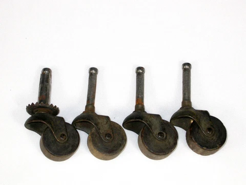 4 Antique Vintage Wooden Caster Wheels Cabinet Dresser Table 1" diameter Cover