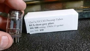 RCA Short Grey plate 12ax7a O-Getter 100/100 each side - Picture 1 of 3