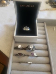 Lot Of 6 925 Silver Rings Various Styles / Sizes 11.89 dwt  Sterling (Pandora) - Picture 1 of 9