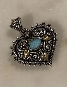 Barbara Bixby Sterlingsilber 18K massives Gold Türkis Herz Anhänger Verstärker - Bild 1 von 14