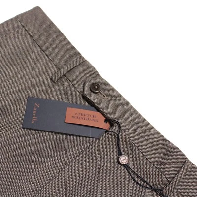 Zanella NWT Dress Pants Size 32 US Noah In Brown Melange Wool Blend - Image 1 of 4