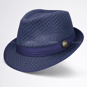 Light Weight Mesh Fedora hat Porkpie Summer Classic Trilby Cuban Beach Sun Cap