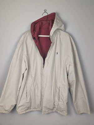 Vintage Polo Ralph Lauren Hooded Jacket Men Size XL Reversible Burgundy Full Zip - Image 1 of 4