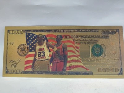 $100 Lámina de Oro 24K Kobe Bryant Coleccionable Novedad Bill Lakers Bandera de EE. UU. Y Foto 1 de 2