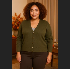 NWT Torrid Green Vegan Cashmere Cardigan Sweater 2x 18 20 V-Neck Drop Shoulder - Picture 1 of 7