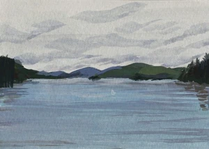ORIGINAL ACEO Lake Windermere Landscape Water Artwork Mini - Picture 1 of 3