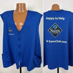 Sams Club Vest 5XL XXXXXL Employee Uniform Happy to Help Blue Full-Zip Polyester - Picture 1 of 12