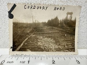 Vintage Snapshot Photo US Military Freshly Build Corduroy Road Logs WWII - Picture 1 of 3