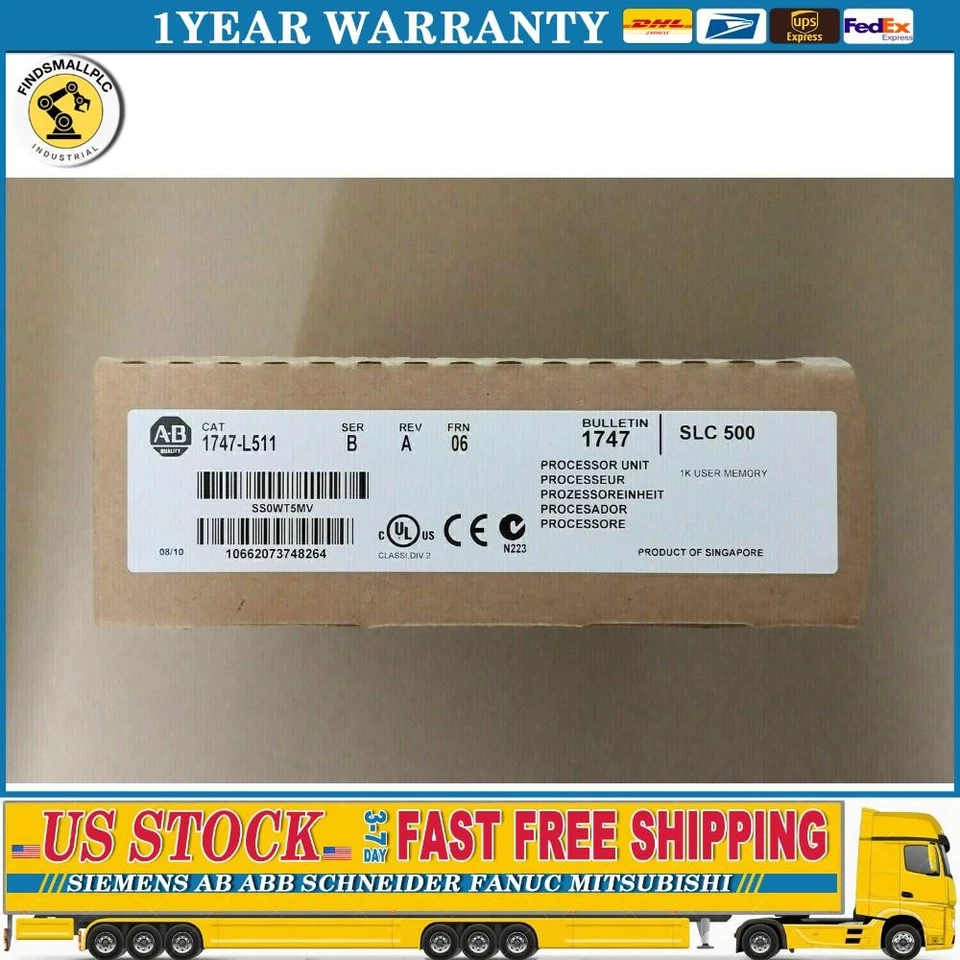 AB 1747-L511 SLC 500 CPU Processor Unit Module 1747L511 New  Sealed US Free Tax - Image 1 of 3