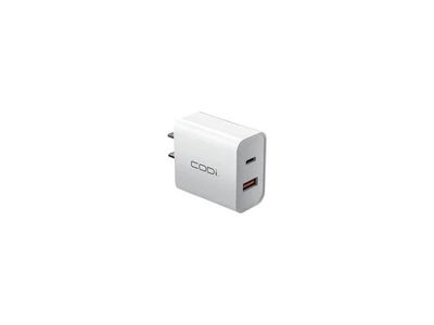 Cargador de Pared Doble Puerto Codi A01102 Blanco 20W, Salidas USB-C y USB-A Foto 1 de 4