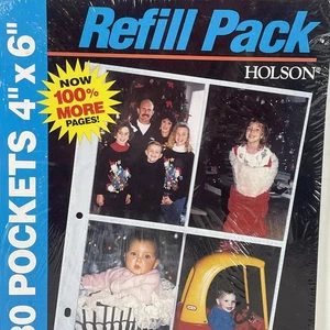 Paquete de recarga Holson 4"x6" 80 bolsillos recarga R-4UP46 fundas para fotos de un vistazo - Imagen 1 de 4