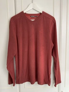 Rohan Microrib Jumper Men's Size Medium Rust Brown V-Neck Walking Hiking - Picture 1 of 7
