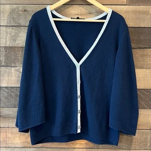 St. John Cape Pullover Strickjacke Damen Kaschmir dunkelblau - Bild 1 von 8