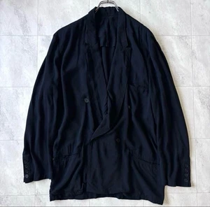 ① 80s Y's yohji yamamoto Rayon Double Breasted Tailored Jacket in Black - Picture 1 of 10