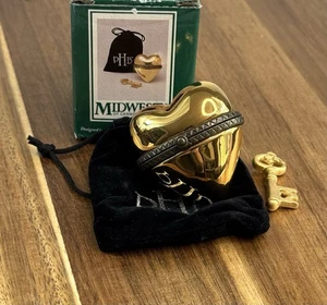 PHB Porcelain Hinged Trinket Box Gold Heart - Picture 1 of 9