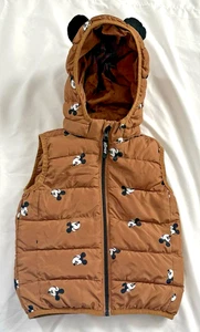 Giacca gilet imbottito H&M Disney Topolino bambino 2T marrone con cappuccio orecchie usata in ottime condizioni - Foto 1 di 4