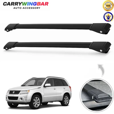 To Fits Suzuki Grand Vitara 2000-2015 Flush Roof Racks Cross Bars Black Set 2Pcs - Image 1 of 4