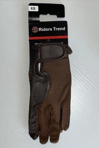 Riders Trend Airmesh + Leather Riding Gloves XS Brown Horse Riding Equestrian - Picture 1 of 11