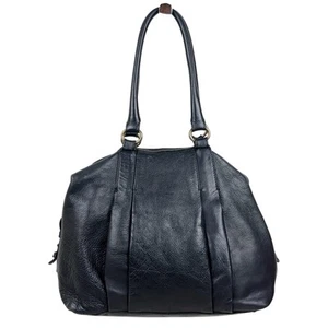 Massimo Dutti Satchel Hand Schultertasche Handtasche Nieten Kiesel Leder schwarz groß - Bild 1 von 17