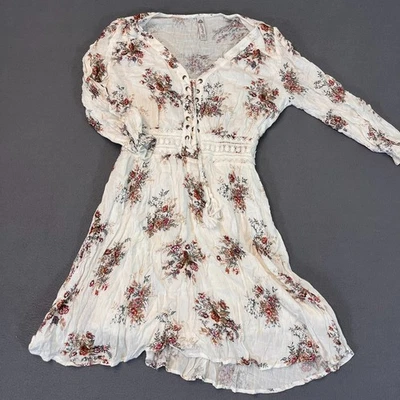 American Rag Cie Womens Sz XS Boho Dress Cream Floral Lace Trim Cottagecore - Image 1 of 4