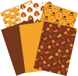 90 Sheet Fall Thanksgiving Tissue Paper 6 Designs Brown Yellow Wrap Tissue Paper - Picture 1 of 7