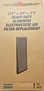 LifeSupplyUSA (12x24x1) Aluminum Electrostatic Air Filter Replacement Washable.. - Picture 1 of 7