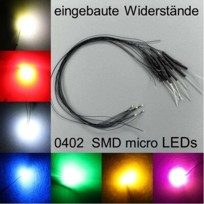 IRVIMA verkabelt 0402 mini SMD LEDs alle Farben mit Vorwiderstand micro LED