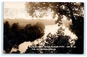 Postal E10 Kalamazoo River Allegan MI Michigan RPPC 1910 - Imagen 1 de 2