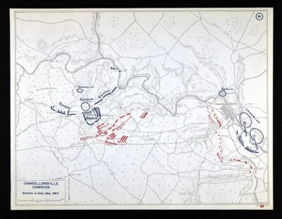 West Point Civil War Map Battle Chancellorsville Fredericksburg VA - May 1 Dark - Image 1 of 4