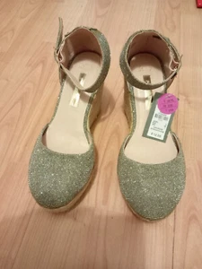 Primark Silver Sparkly Platform Wedges Size 5 Brand New - Picture 1 of 5