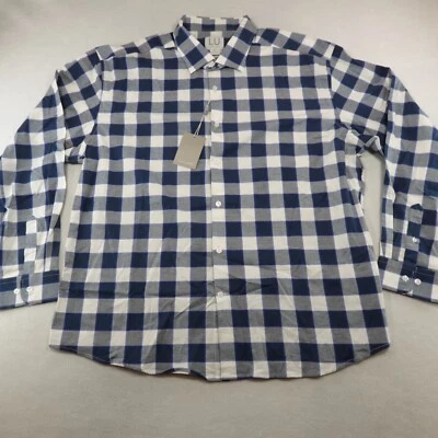 NWT Linea Uomo Shirt Men 4X Blue Plaid Check Buttun Up Long Sleeve Dress Stretch - Image 1 of 4