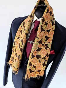 Men's Vintage Geometric Scarf, Gents 60's Wool Retro Scarf Ascot Opera - Picture 1 of 9