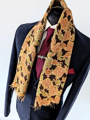 Men's Vintage Geometric Scarf, Gents 60's Wool Retro Scarf Ascot Opera - Image 1 of 4