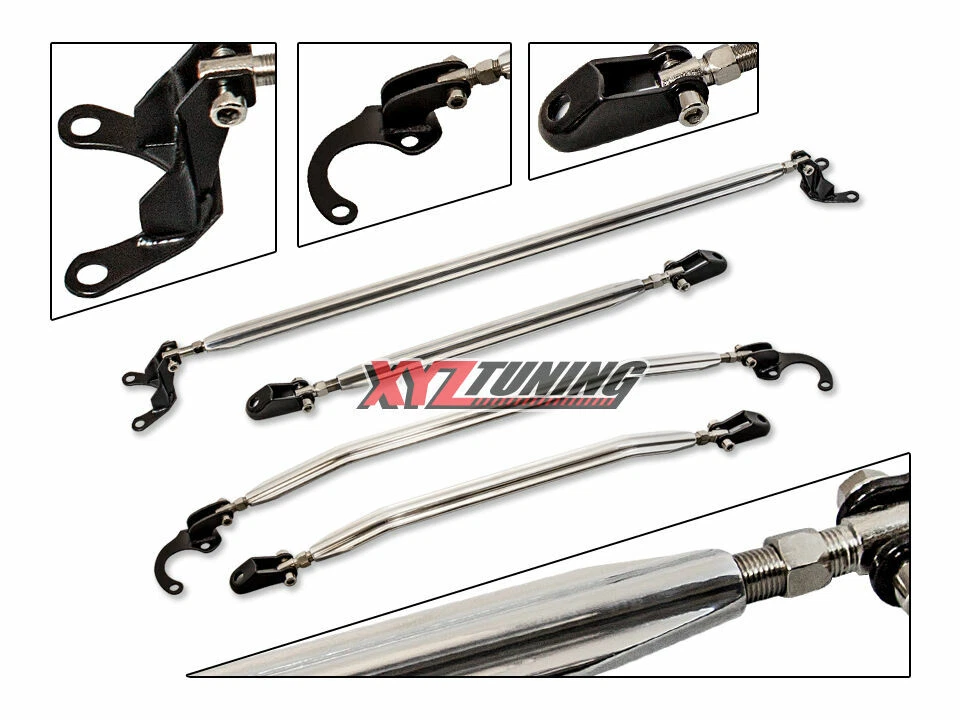 Upper Strut Tower/Lower Tie Arm Bars Brace 4 pieces Combo For 88-95 Honda Civic - Image 1 of 1