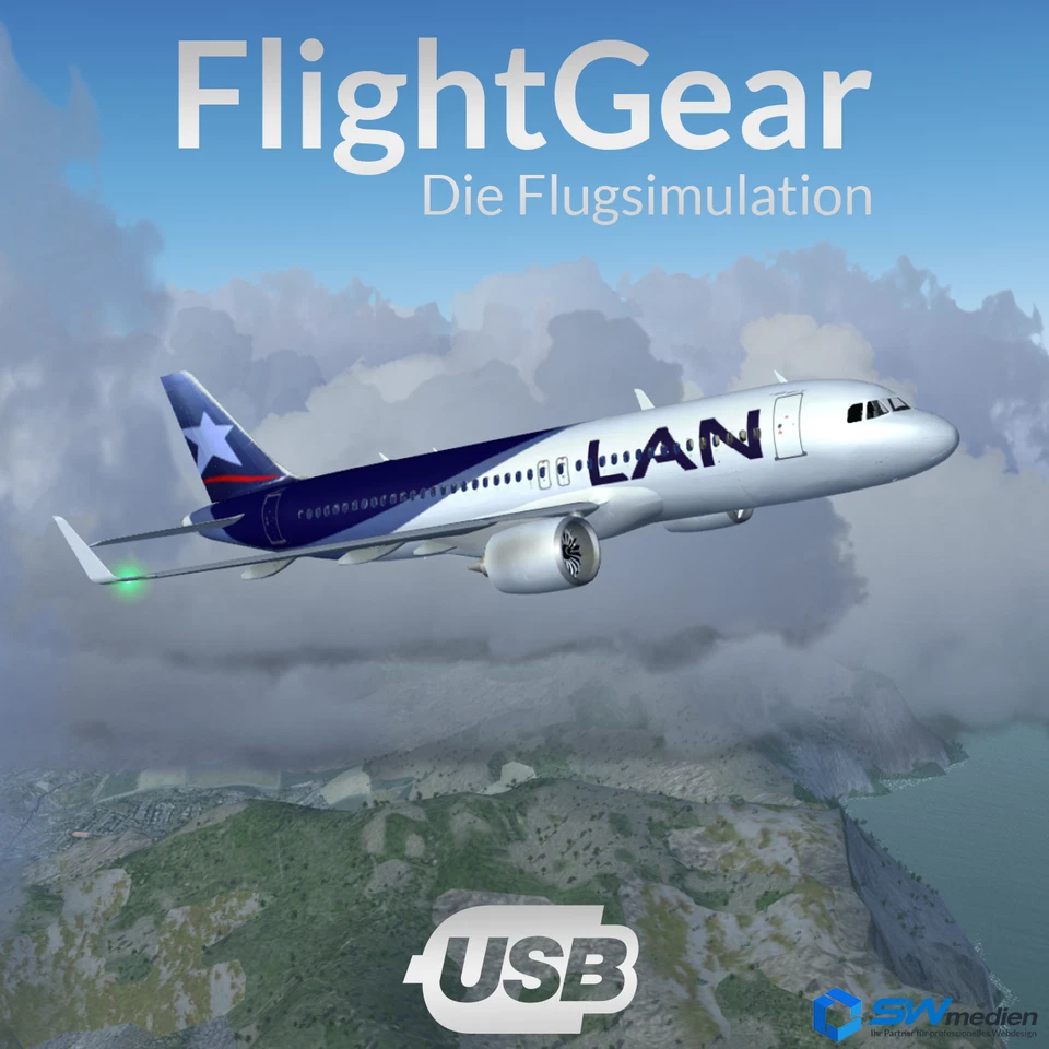FLIGHTGEAR - DIE SIMULATION - PC USB FLUGSIMULATOR FLIGHT GEAR BOEING AIRBUS - Bild 1 von 1