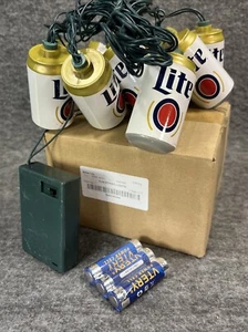 MILLER LITE Mini Beer Can Battery Light String Set of 10 New 9ft - Picture 1 of 8