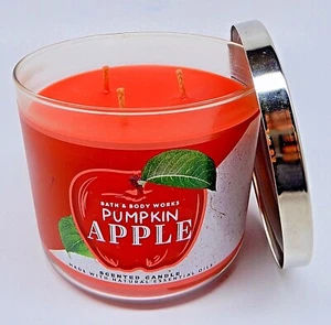 BATH & BODY WORKS PUMPKIN APPLE SCENTED 3 WICK CANDLE 14.5oz NEW! - Picture 1 of 8