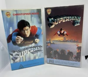 Superman The Movie 1 & 2 VHS Movie Video Cassette Tapes - Picture 1 of 3