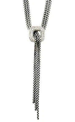 Collar David Yurman Plata Esterlina Cascada Lariat Borla con Diamantes 16" Foto 1 de 4