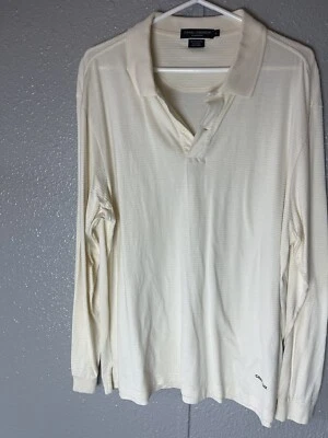 Daniel Cremieux Tailored Men's SZ L Long Sleeve White/Cream 1/4 Button Up Shirt - Image 1 of 4