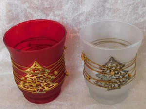 Windlicht, Teelichthalter, Farbe Rot matt oder Milchig, Motiv Tanne - Bild 1 von 3