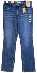 Jean recto ajustado de tiro alto Levi's 724 para mujer 16 corto mediano W33 L30 nuevo con etiquetas - Imagen 1 de 5