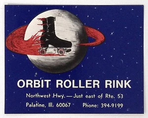 Orbit Rollbahn Pfalz IL Vintage Rollschuh Aufkleber 3,5 x 4,5" - Bild 1 von 2