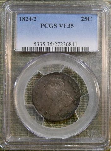 1824/2 PCGS VF35 Bust Quarter - Key Date - PQ !!! Cover