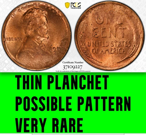 PCGS MS64RED 26% Thin Planchet WHEAT 1c █ Possible Pattern █ UNIQUE Lincoln Cent Cover