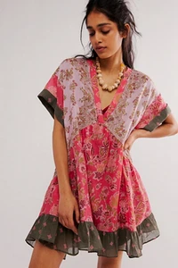 Free People Printed Agnes Dress Pink Gray Small S NEW - Picture 1 of 3